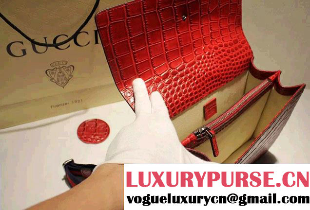 Gucci Croco Pattern Dionysus Leather Top Handle Bag 401818 Red 2015/2016