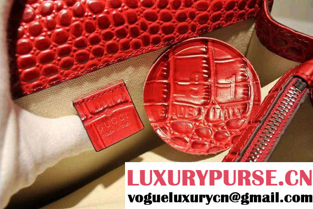 Gucci Croco Pattern Dionysus Leather Top Handle Bag 401818 Red 2015/2016