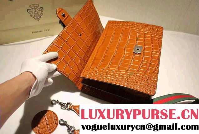 Gucci Croco Pattern Dionysus Leather Top Handle Bag 401818 Brown 2015/2016