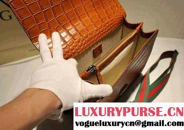 Gucci Croco Pattern Dionysus Leather Top Handle Bag 401818 Brown 2015/2016
