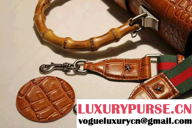 Gucci Croco Pattern Dionysus Leather Top Handle Bag 401818 Brown 2015/2016