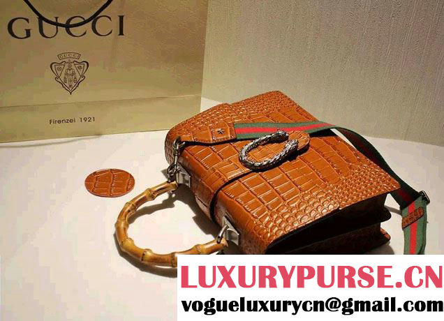 Gucci Croco Pattern Dionysus Leather Top Handle Bag 401818 Brown 2015/2016