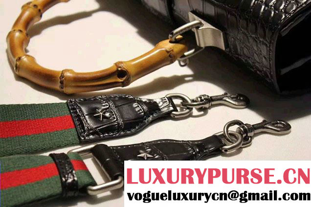 Gucci Croco Pattern Dionysus Leather Top Handle Bag 401818 Black 2015/2016