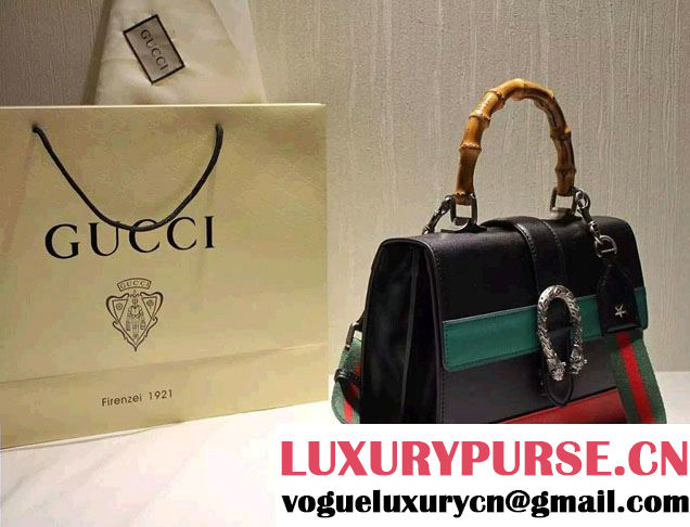 Gucci Dionysus Leather Top Handle Bag 401818 Black 2015/2016