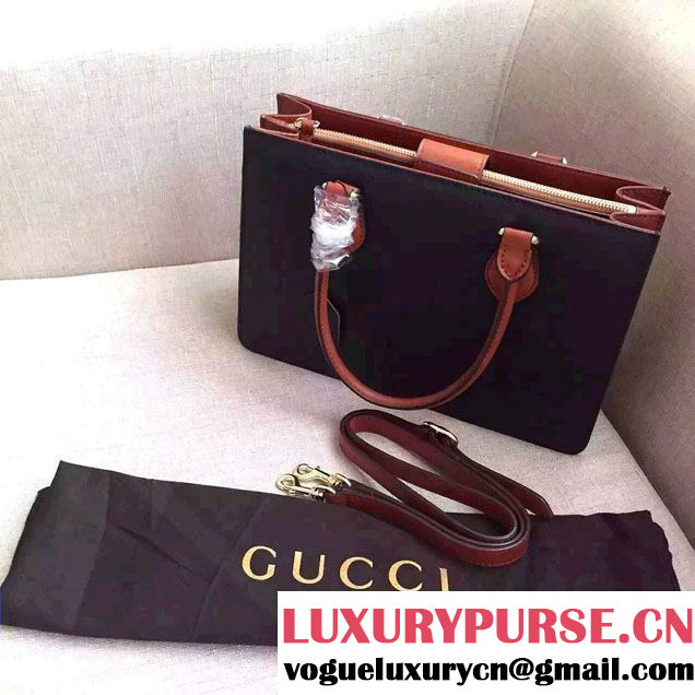 Gucci Leather Top Handle Bag 409531 Black/Brown 2015/2016