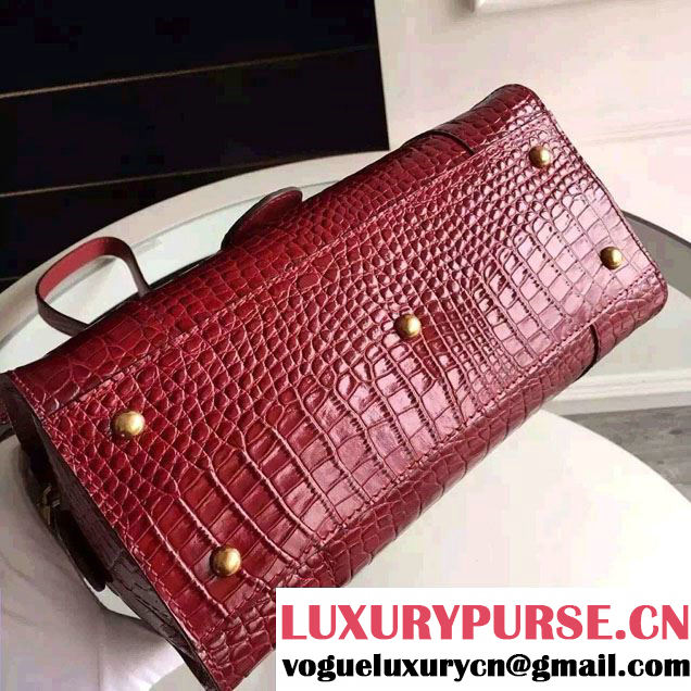Gucci Croco Pattern GG Marmont Leather Top Handle Bag 421890 Red 2016