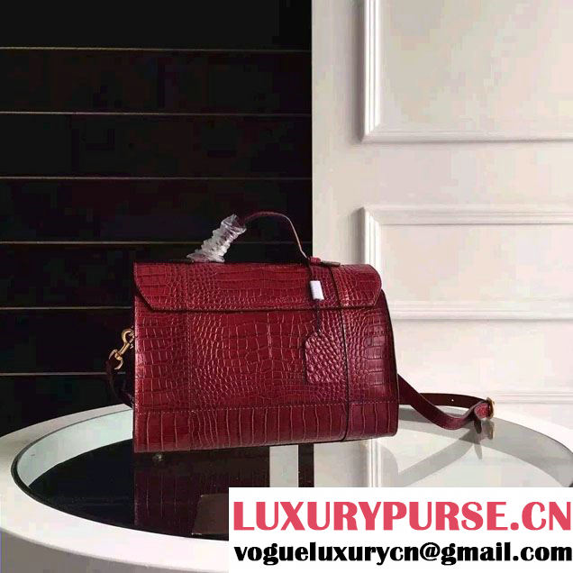 Gucci Croco Pattern GG Marmont Leather Top Handle Bag 421890 Red 2016