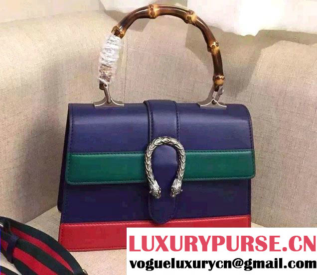 Gucci Dionysus Leather Top Handle Small Bag 413679 Blue 2016