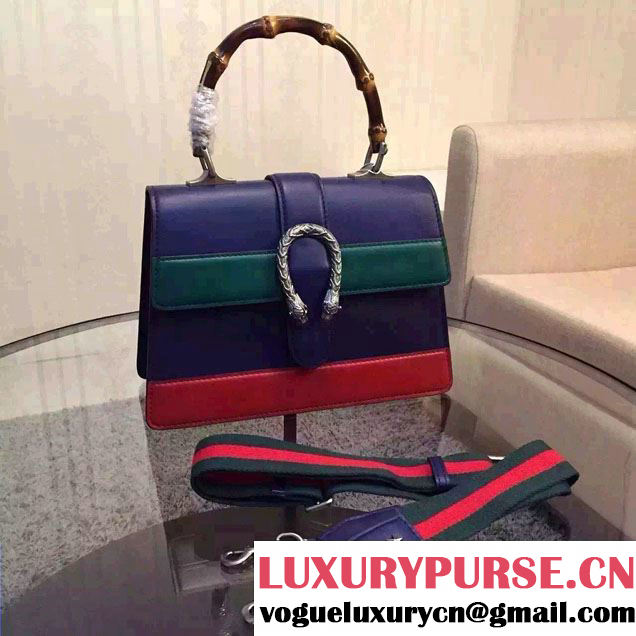 Gucci Dionysus Leather Top Handle Small Bag 413679 Blue 2016