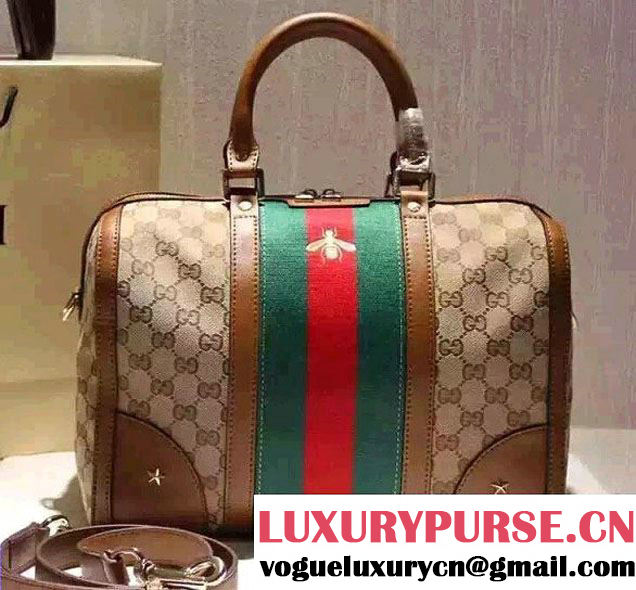Gucci Golden Bee Embroidered Vintage Web Top Handle Bag 406868 2016