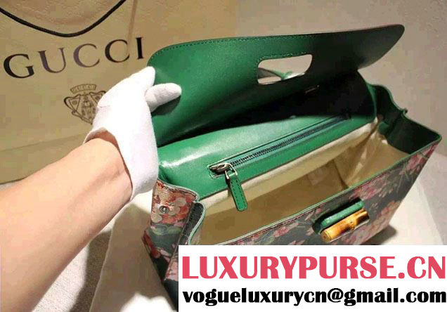 Gucci Bamboo Daily Blooms Print Top Handle Bag 392013 Green 2016