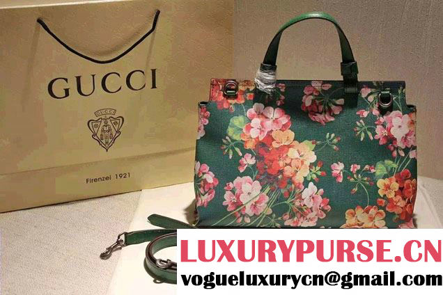 Gucci Bamboo Daily Blooms Print Top Handle Bag 392013 Green 2016