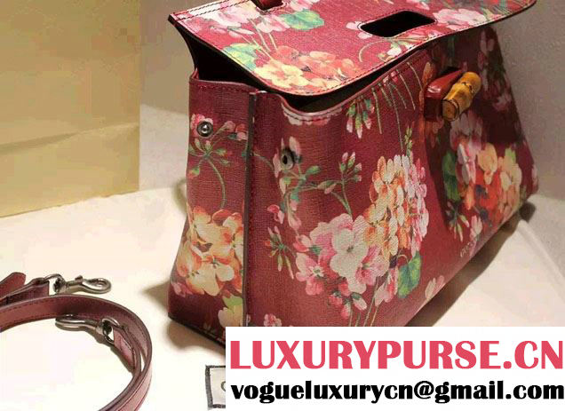Gucci Bamboo Daily Blooms Print Top Handle Bag 392013 Red 2016