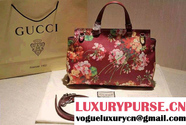 Gucci Bamboo Daily Blooms Print Top Handle Bag 392013 Red 2016