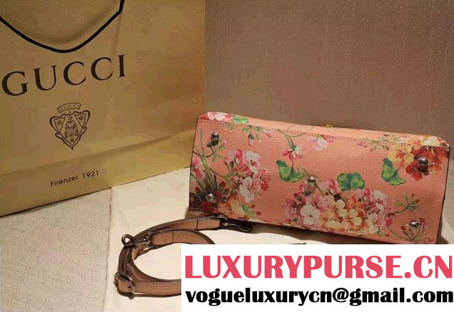 Gucci Bamboo Daily Blooms Print Top Handle Bag 392013 Pink 2016