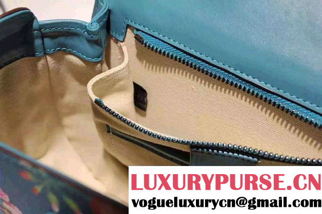 Gucci Bamboo Classic Blooms Print Top Handle Bag 409398 Blue 2016