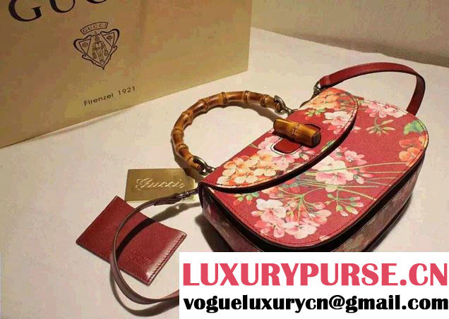Gucci Bamboo Classic Blooms Print Top Handle Bag 409398 Red 2016