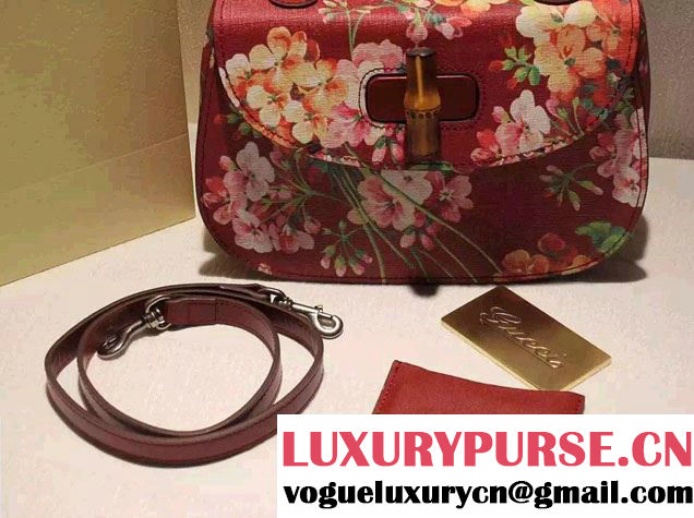 Gucci Bamboo Classic Blooms Print Top Handle Bag 409398 Red 2016