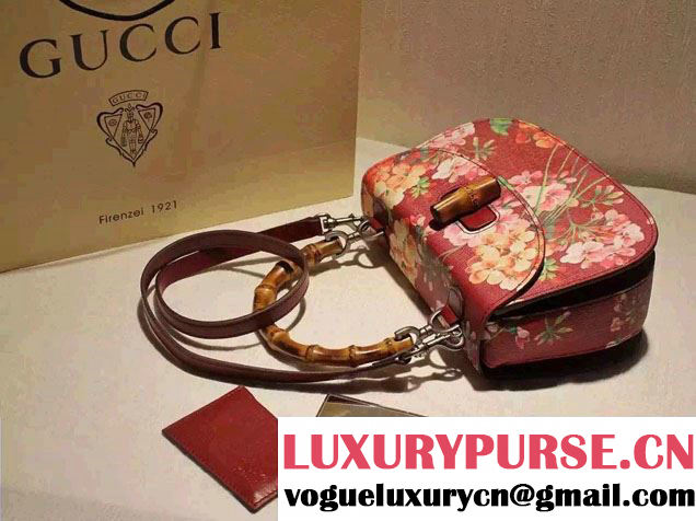 Gucci Bamboo Classic Blooms Print Top Handle Bag 409398 Red 2016
