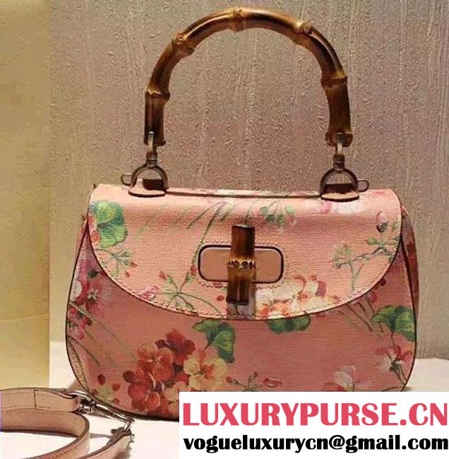 Gucci Bamboo Classic Blooms Print Top Handle Bag 409398 Pink 2016