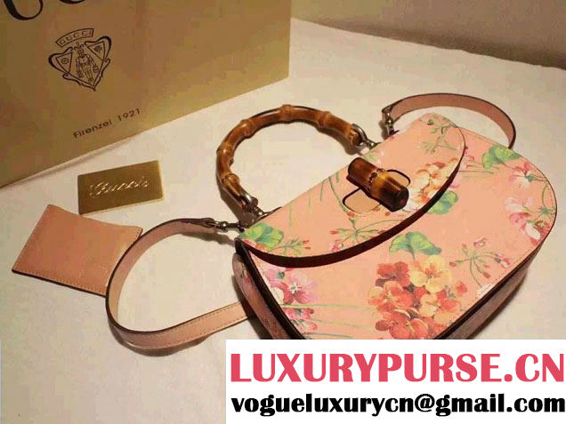 Gucci Bamboo Classic Blooms Print Top Handle Bag 409398 Pink 2016