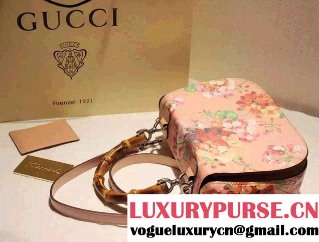 Gucci Bamboo Classic Blooms Print Top Handle Bag 409398 Pink 2016
