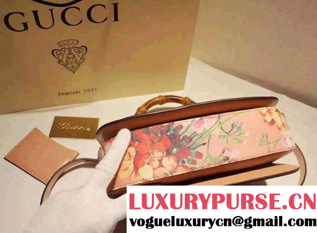 Gucci Bamboo Classic Blooms Print Top Handle Bag 409398 Pink 2016