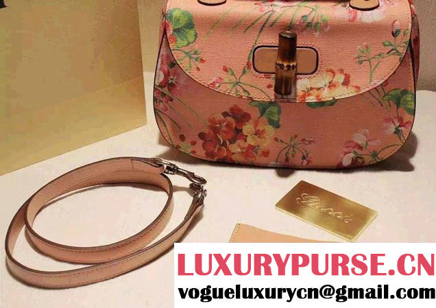 Gucci Bamboo Classic Blooms Print Top Handle Bag 409398 Pink 2016