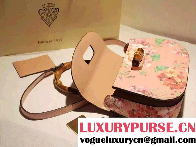 Gucci Bamboo Classic Blooms Print Top Handle Bag 409398 Pink 2016