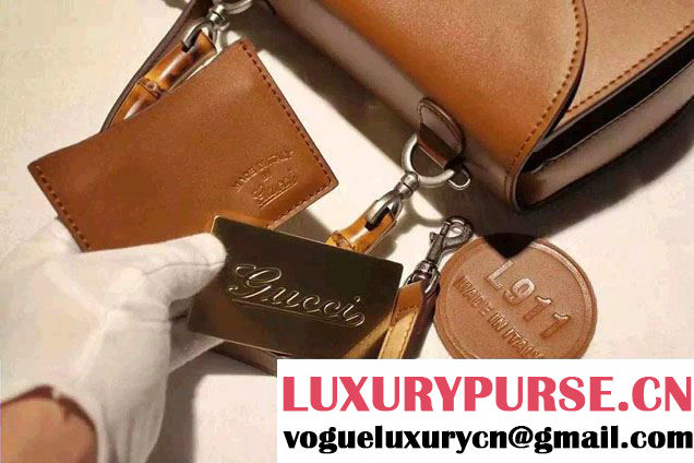 Gucci Bamboo Classic Leather Top Handle Bag 409398 Brown 2016