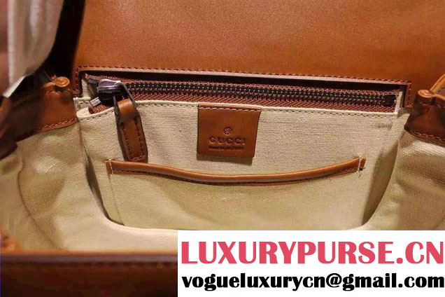 Gucci Bamboo Classic Leather Top Handle Bag 409398 Brown 2016