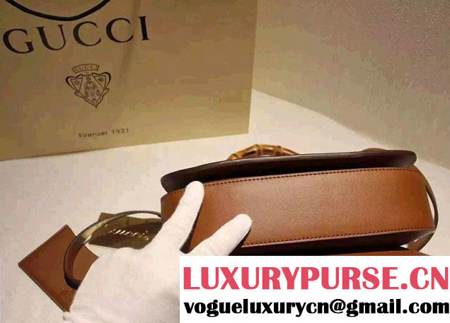 Gucci Bamboo Classic Leather Top Handle Bag 409398 Brown 2016