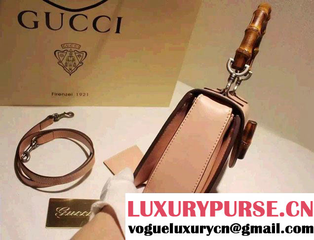 Gucci Bamboo Classic Leather Top Handle Bag 409398 Blush Pink 2016
