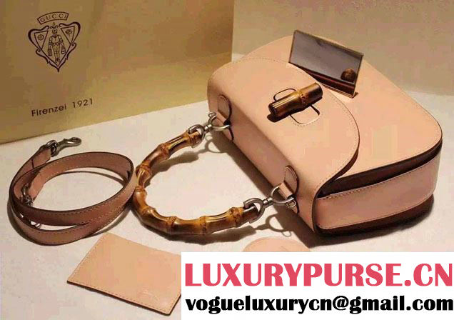 Gucci Bamboo Classic Leather Top Handle Bag 409398 Blush Pink 2016