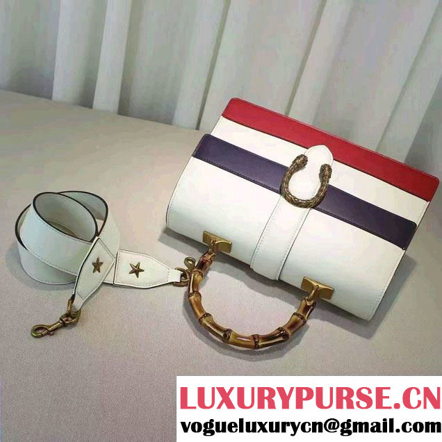 Gucci Dionysus Leather Top Handle Large Bag 421999 White/Blue 2016
