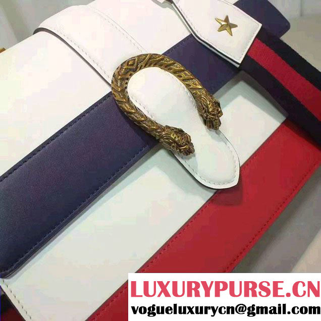 Gucci Dionysus Leather Top Handle Large Bag 421999 White/Blue 2016