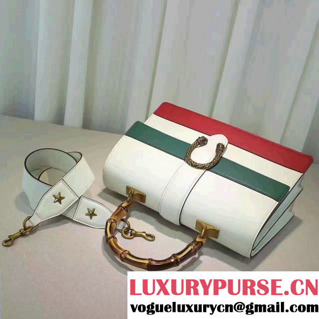 Gucci Dionysus Leather Top Handle Large Bag 421999 White/Green 2016