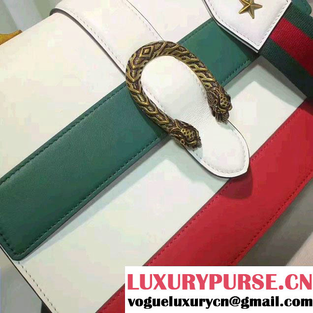 Gucci Dionysus Leather Top Handle Large Bag 421999 White/Green 2016