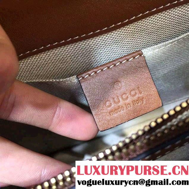 Gucci Cat Lock Leather Top Handle Bag 421997 Brown 2016