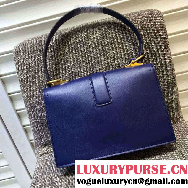 Gucci Cat Lock Leather Top Handle Bag 421997 Blue 2016