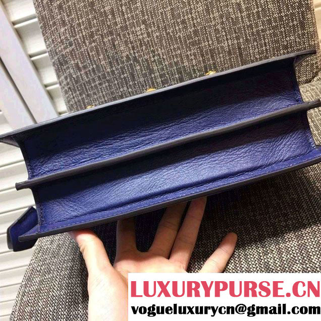 Gucci Cat Lock Leather Top Handle Bag 421997 Blue 2016