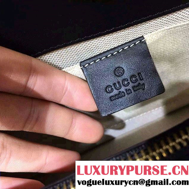 Gucci Cat Lock Leather Top Handle Bag 421997 Black 2016