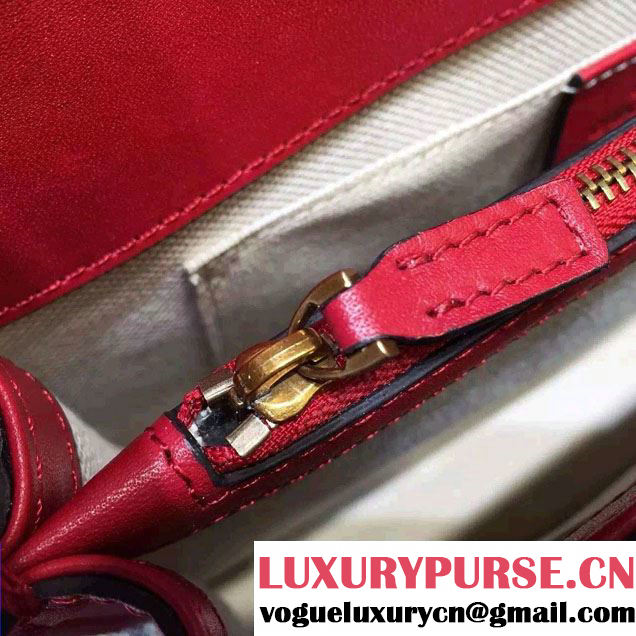 Gucci Cat Lock Leather Top Handle Bag 421997 Red 2016