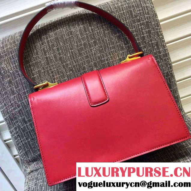 Gucci Cat Lock Leather Top Handle Bag 421997 Red 2016