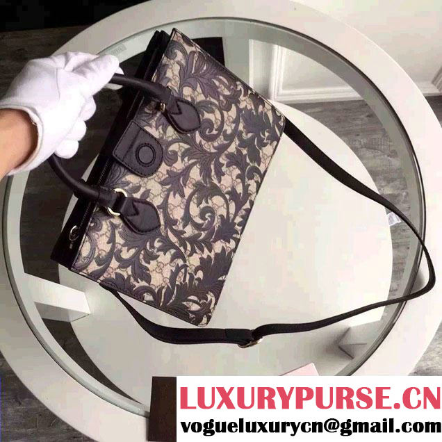 Gucci Arabesque Canvas Top Handle Bag 409531 Black 2016