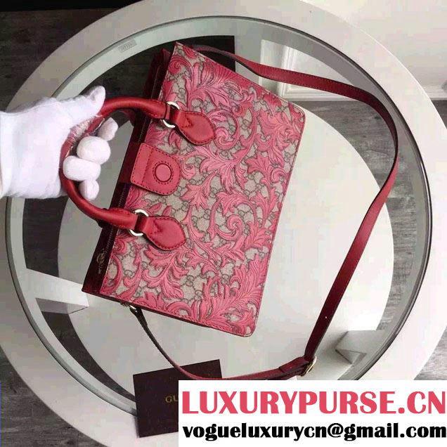Gucci Arabesque Canvas Top Handle Bag 409531 Red 2016