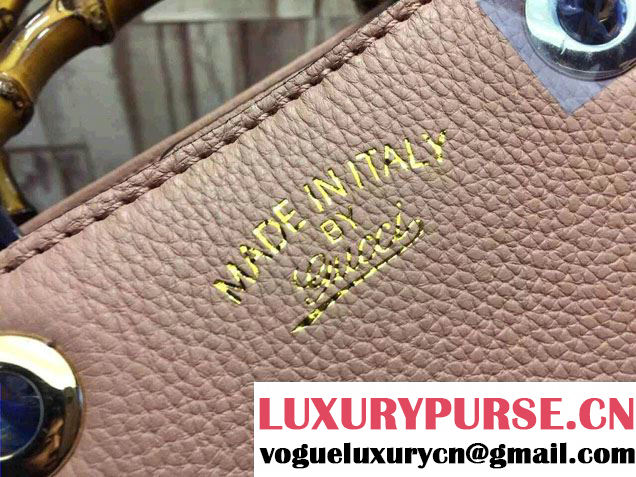 Gucci Mini Bamboo Shopper Leather Top Handle Bag 368823 Pink/Yellow