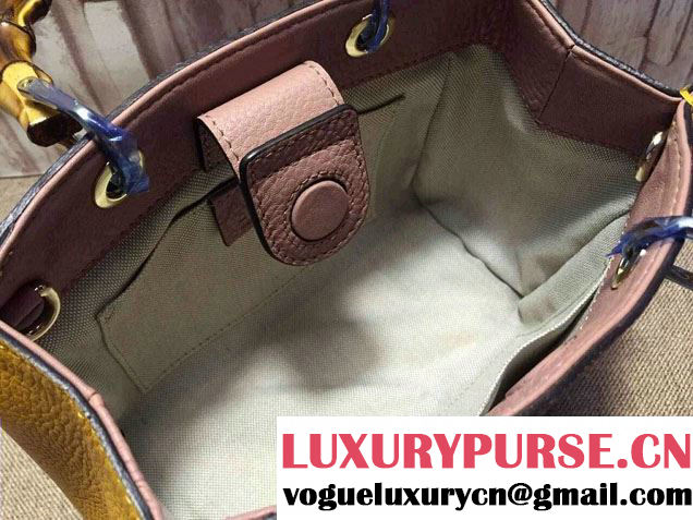 Gucci Mini Bamboo Shopper Leather Top Handle Bag 368823 Pink/Yellow