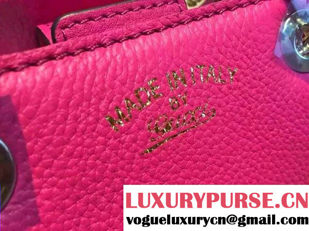 Gucci Mini Bamboo Shopper Leather Top Handle Bag 368823 Fushia/Brick