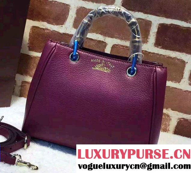 Gucci Mini Bamboo Shopper Leather Top Handle Bag 368823 Dark Purple